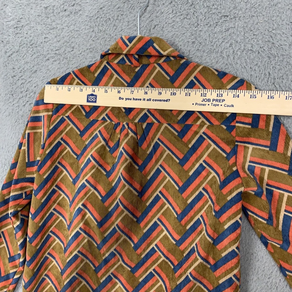 FANSILANEN Shirt Womens XS Multicolor Corduroy Geometric Button Up Long Sleeve - Picture 8 of 16